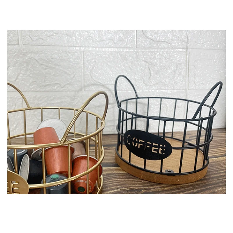 B83B-Wooden Coffee Capsule Organizer Kitchen Countertop Storage Basket With Base Counter K Cup Holder Fruit Nuts For Bar