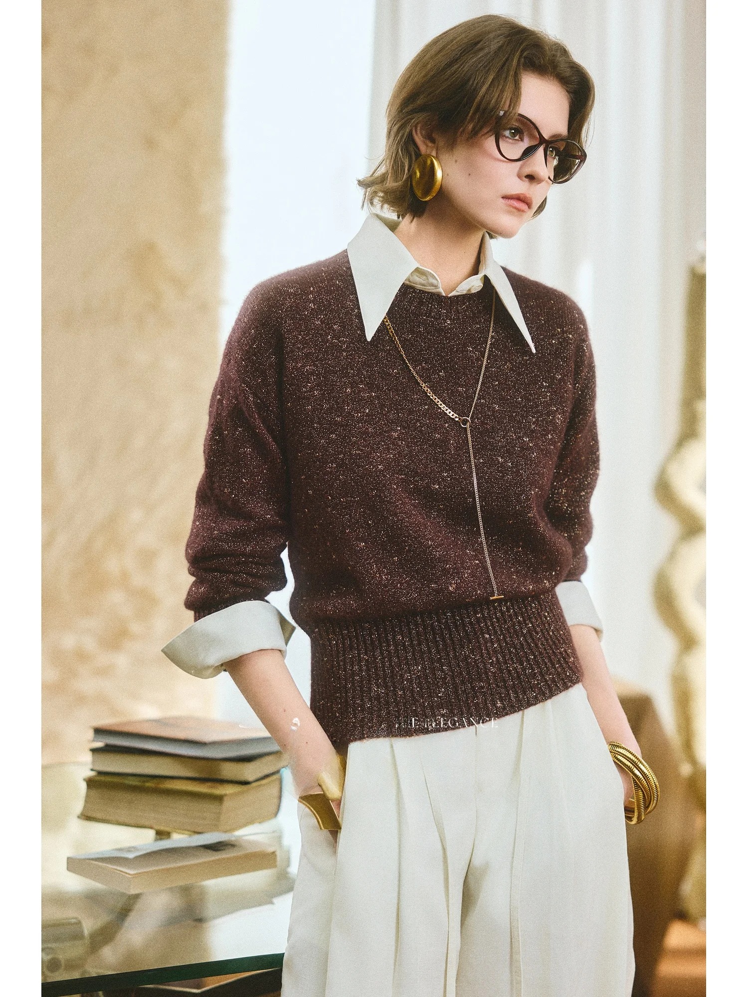 

Annaspeak Topline Women's Lightweight Warm Knitted Sweater Floral iny Camere Comfortable Fit round Ne Long Sve