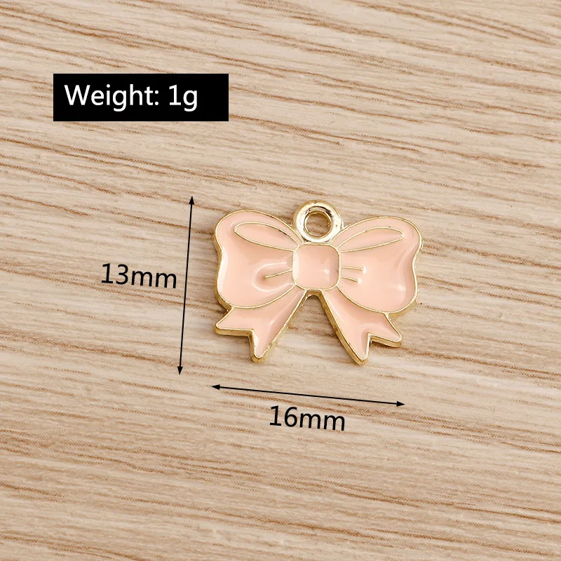 

10 Pcs/pack INS Sweet and Cute Bow Pendant Alloy Drip Oil Hair Ornaments Pendant DIY Decorative Pendant Accessories Pendant