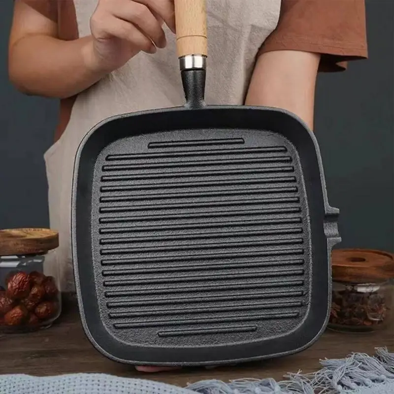 

Steak Pan Square Steak Frying Pan For Camping Heat Resistant Ergonomic Kitchen Cookware Portable Cooking Griddle Cookware