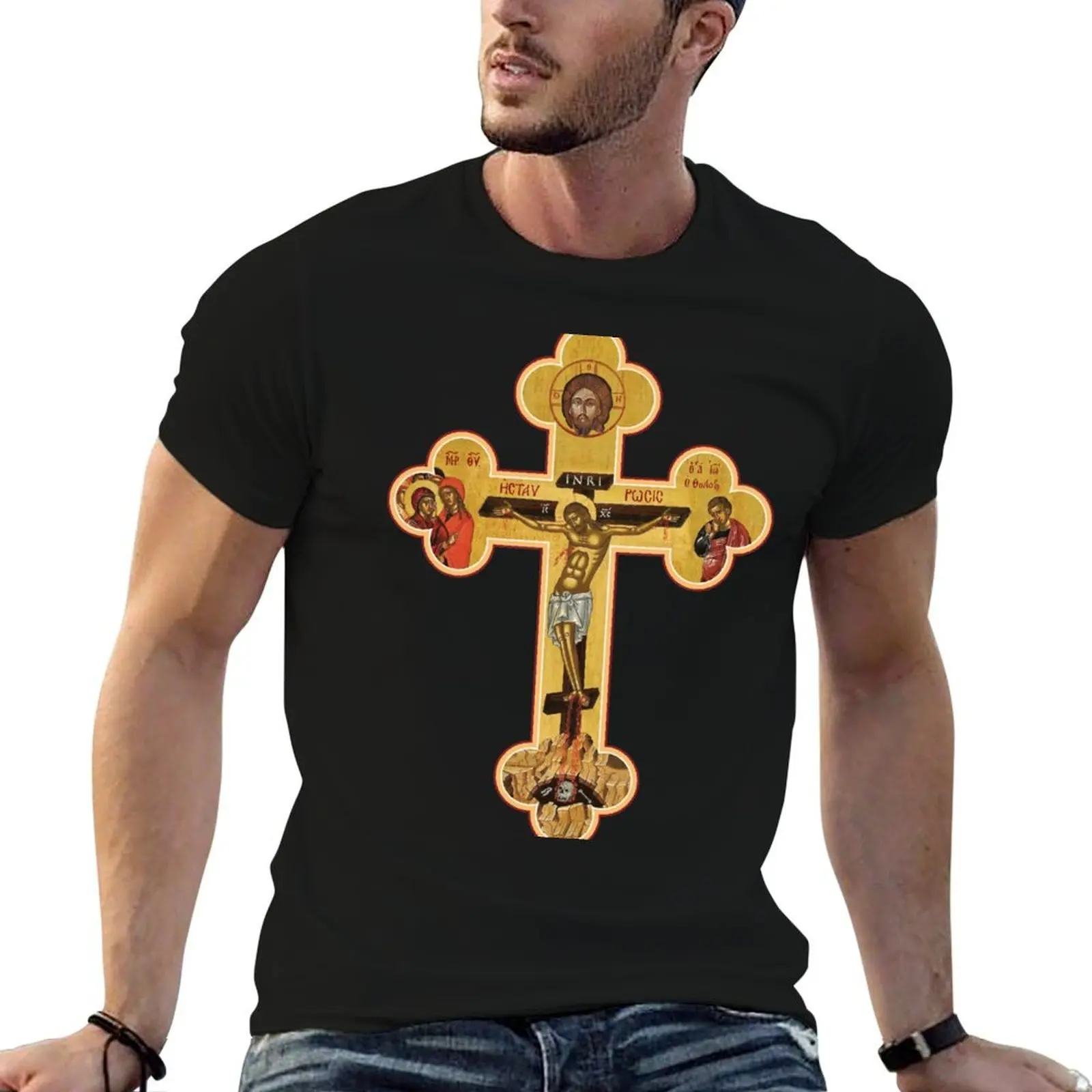 Orthodox Cross Icon T-Shirt street wear man t shirt vintage t shirt men