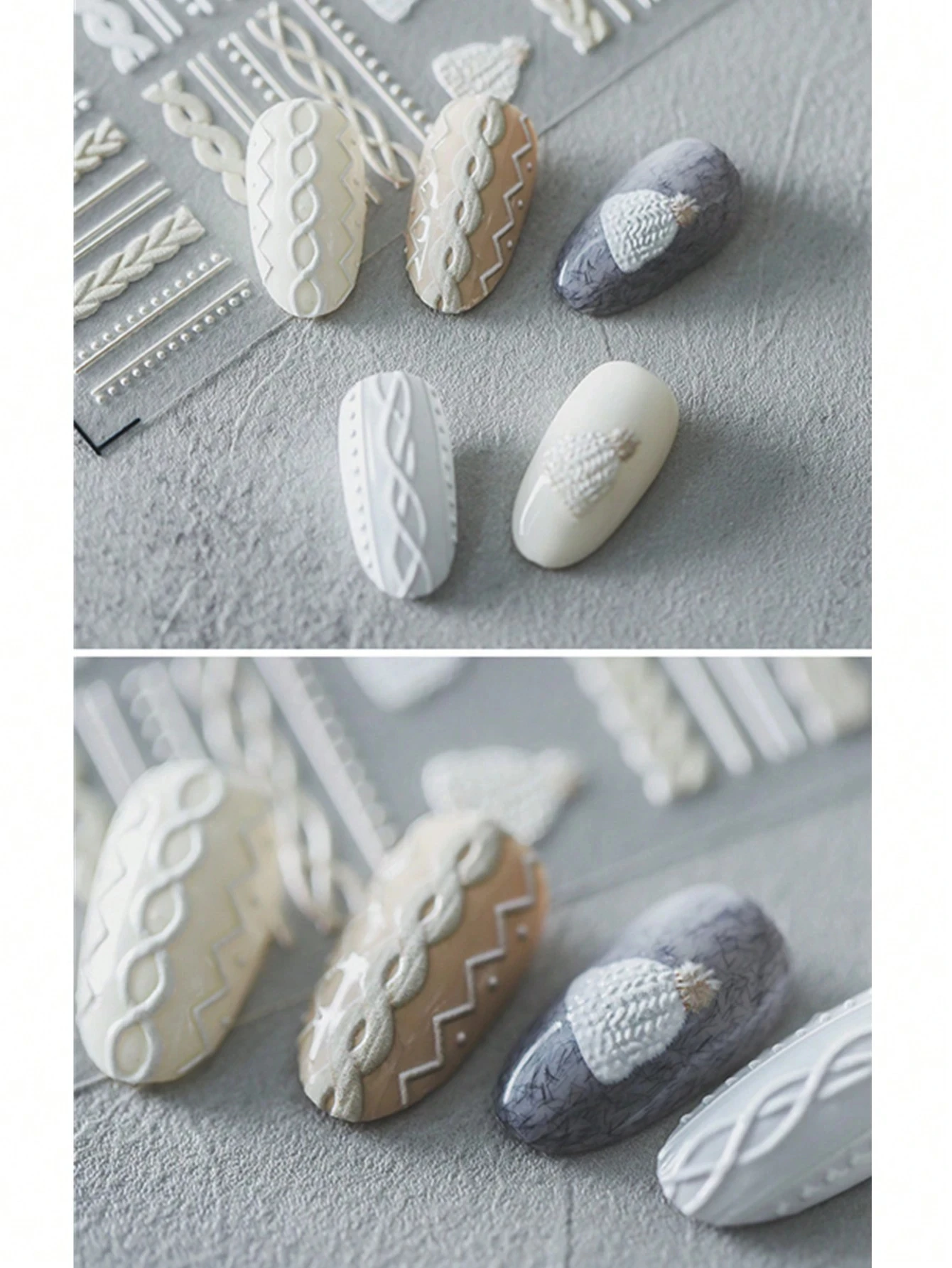 1 foglio adesivo per unghie 5D elegante modello maglione con adesivo decalcomanie decorazione adesivi per unghie fai da te