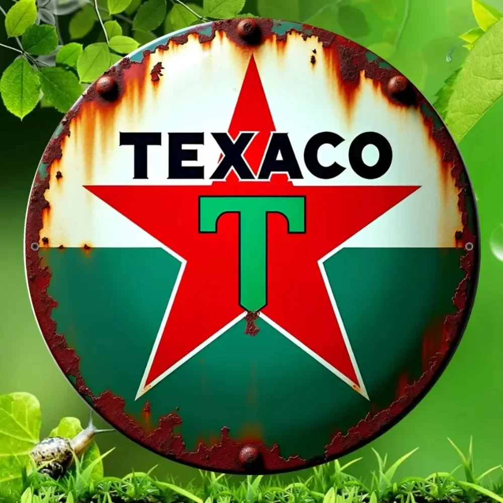 فن معدني ساحر ومذهل من Texaco Star Vintage: يجب أن يكون لديك لتزيين المنازل والمكاتب والغرف مع ذوق عتيق