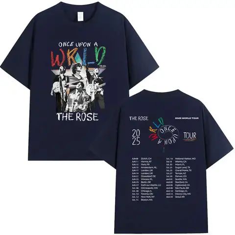 Kpop The Rose Once Upon AWRLD World Tour 2025 T-shirt Herr Hiphop Korea Kortärmade T-shirts Herr Bomull Hiphop Kläder T-shirts 8 best sales Kpop The Rose - №3