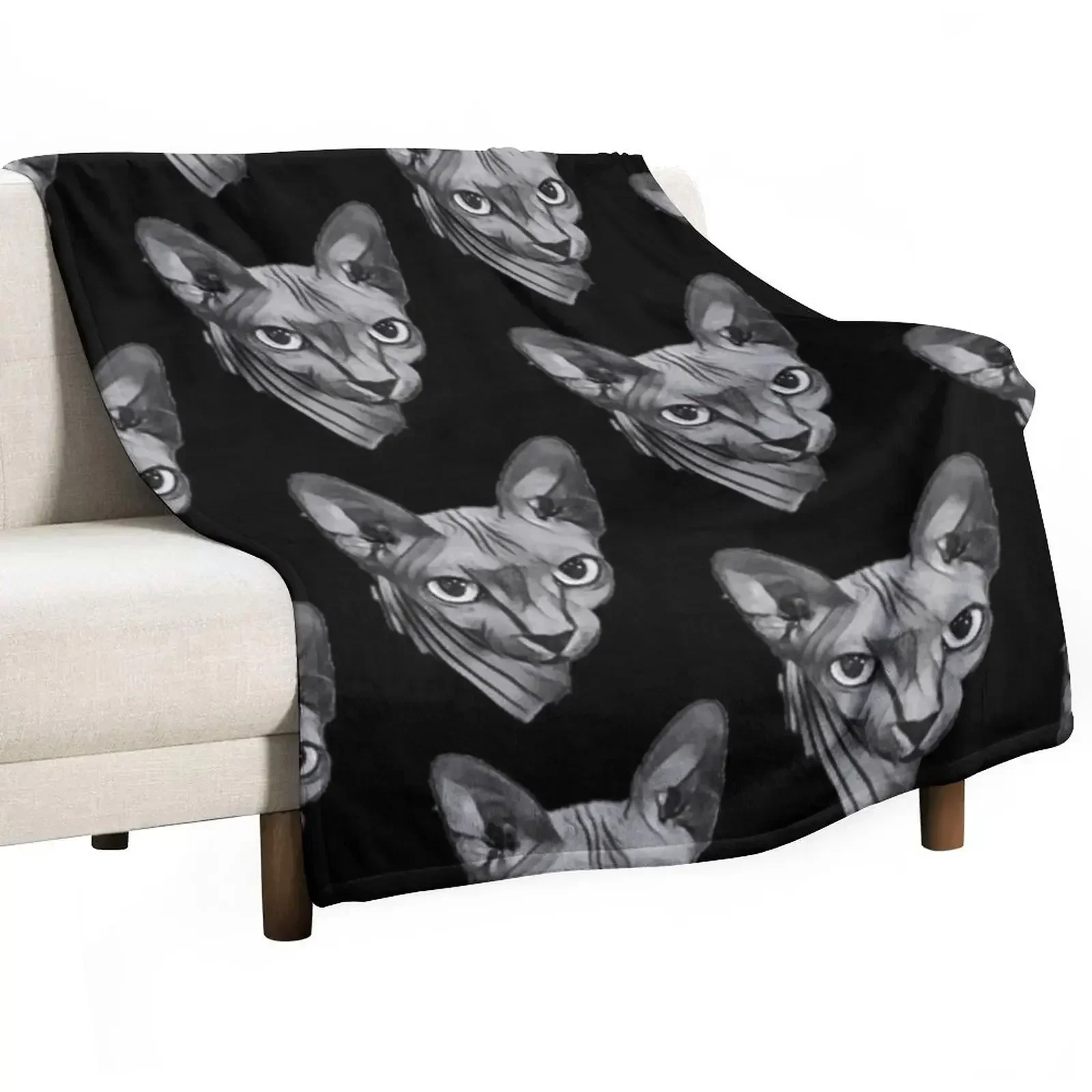 Canadian hairless Sphynx cat Throw Blanket Hair Decorative Sofas manga Blankets