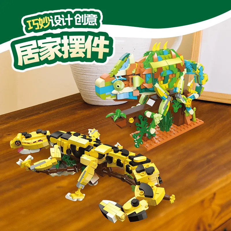 Biomimetic Animals Gecko/Chameleon/Mantis Shrimp/Crab Bricks MOC Model Building Blocks Toys  Home Decorations Gifts view 3