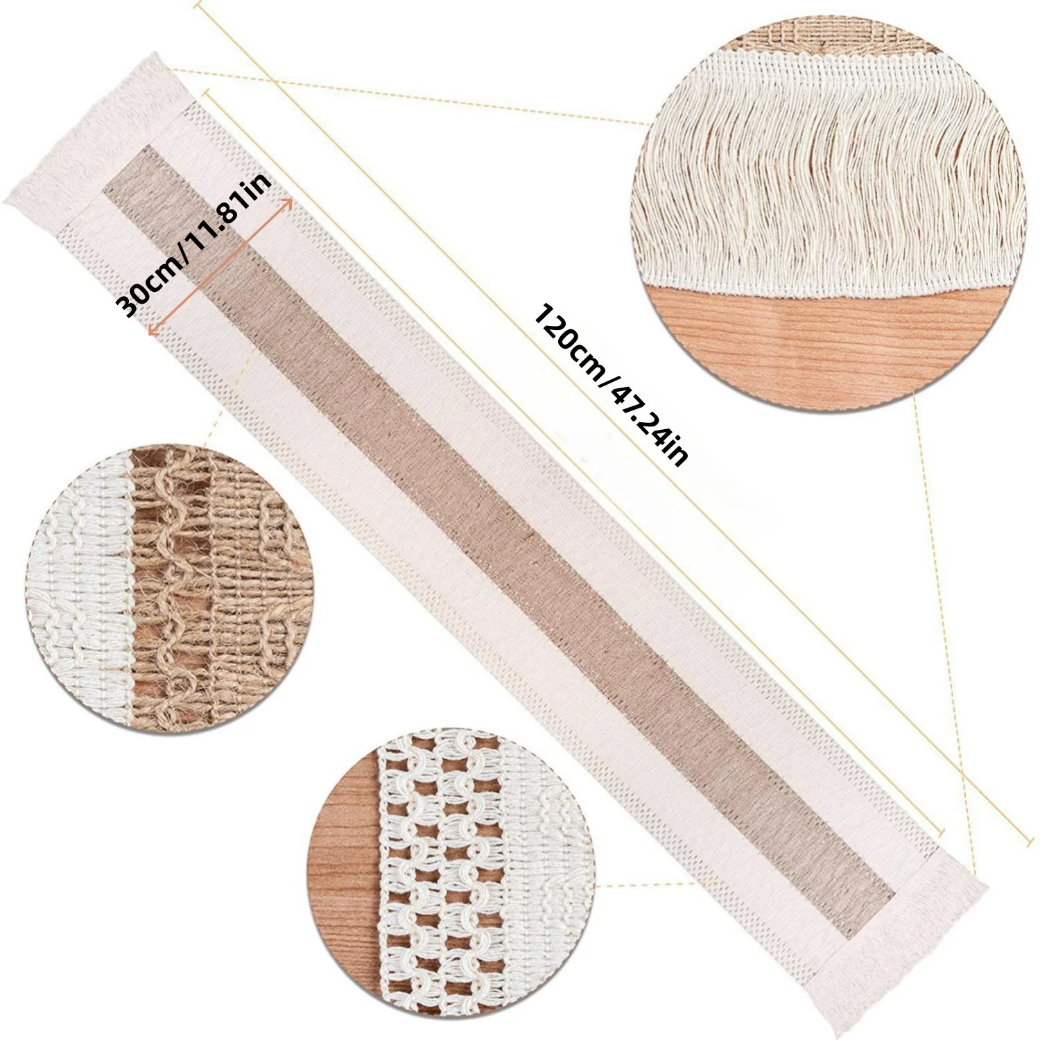 1pc 30cm/11.81in A simple table flag with tassels woven from coarse linen, suitable for restaurants, tables, and home decor