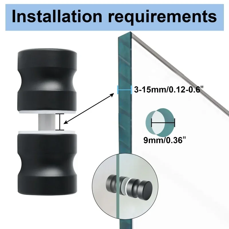 Shower Glass Door Handle,Sliding Shower Doors Knob,Double Sided Pull Bathroom Hardware Replacement Parts for Kinds Glass Doors view 4