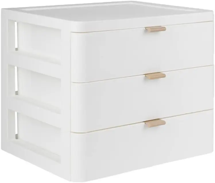 

Plastic Storage Organizer with 3 Drawers Desk Storage Box for Home Bathroom Cosmetic Organizer (White)