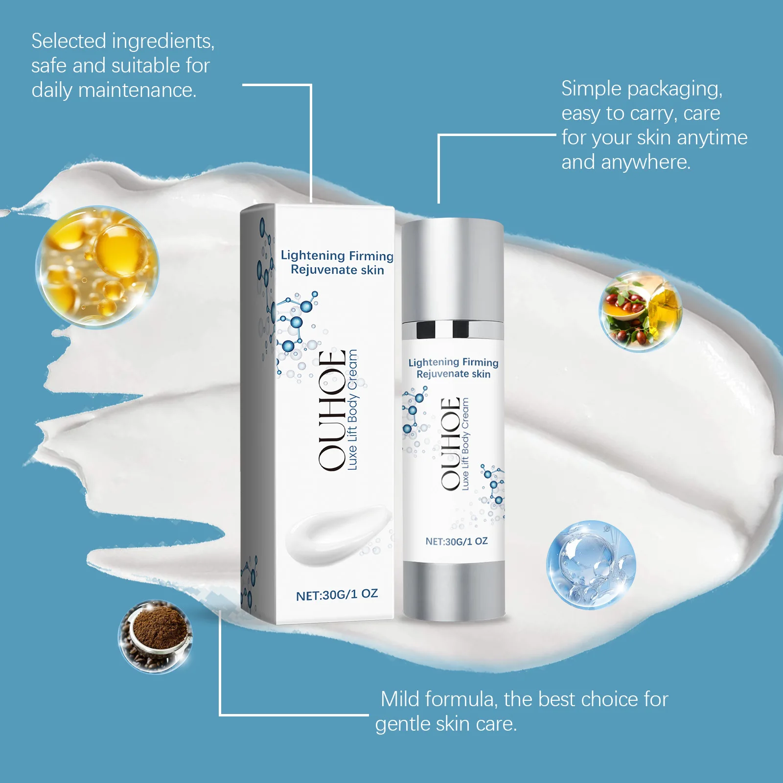 

Moisturizing Cream Nourishes and Brightens Skin Delicate Pores Evenly Brightens Improves Skin Elasticity Tightens Skin