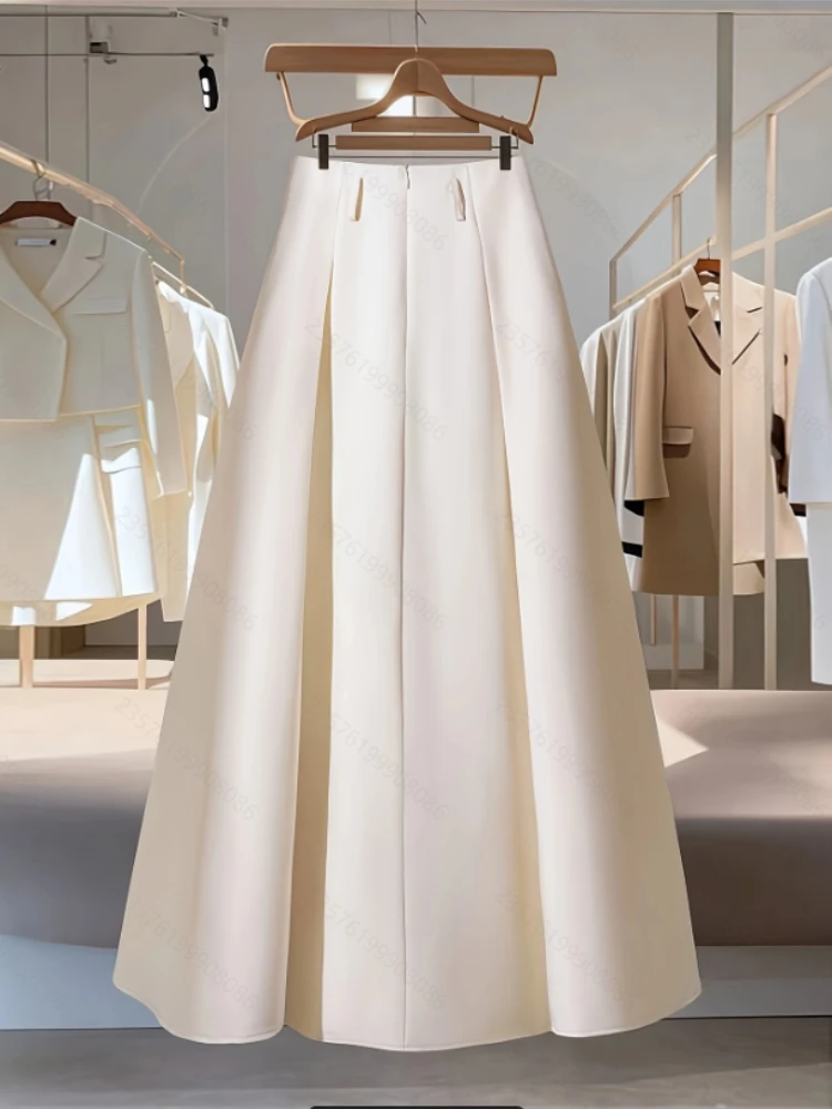 Casual elegante minimalistische stijl hoge taille A-lijn rok dames kantoor werkkleding witte uitlopende midi rok klassieke Koreaanse chique outfit