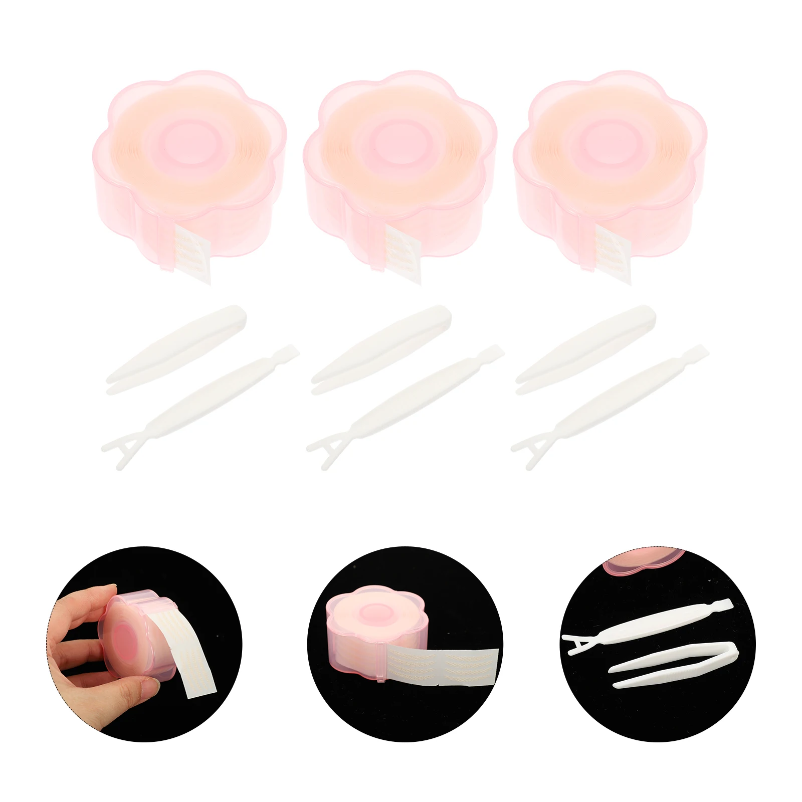 3 لفات من ملصقات الجفن غير المرئية مزدوجة الشكل الطبيعي أداة مكياج خفيفة الوزن قابلة للتنفس وآمنة لـ