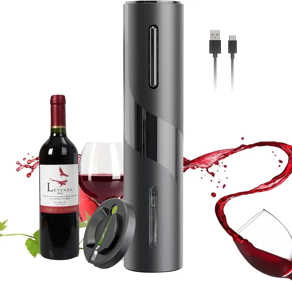 Electric Wine Opener Rechargeable Automatic Corkscrew Creative Wine Bottle Opener with USB Charging Cable Suit for Home Use