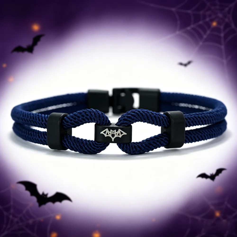 Noter Halloween Men Bat Pattern Bracelet Premium Selected 4mm Cord Multiple Colors Sizes Available Decorative Accessories Homme