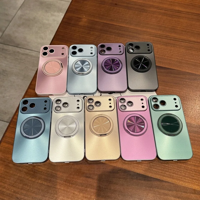 Luxuriöse einfarbige Farben 360° °   Rotierende Halterung Halter Telefon Fall für iPhone 17 Air 16 15 14 Plus 13 12 11 Pro Max stoßfest Abdeckung