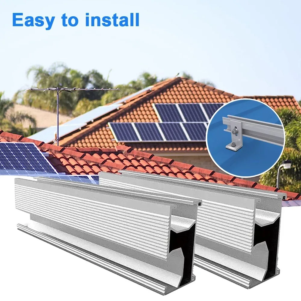 Solar Panel Bracket Mounting Rails Photovoltaic Panel Aluminium Solar Rail Mid And End Clamp For Shingle Roof 30/35mm