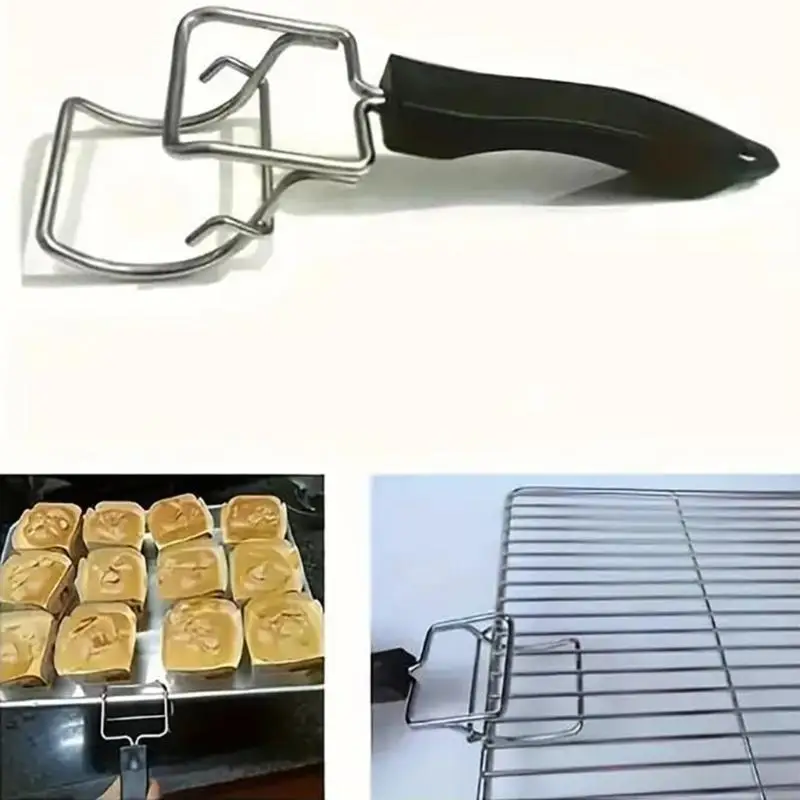 Oven Tray Remover with Heat Resistant Handle, Metal Clip Tool for Pulling Hot Baking Trays and Oven Racks from Oven and Grill Du