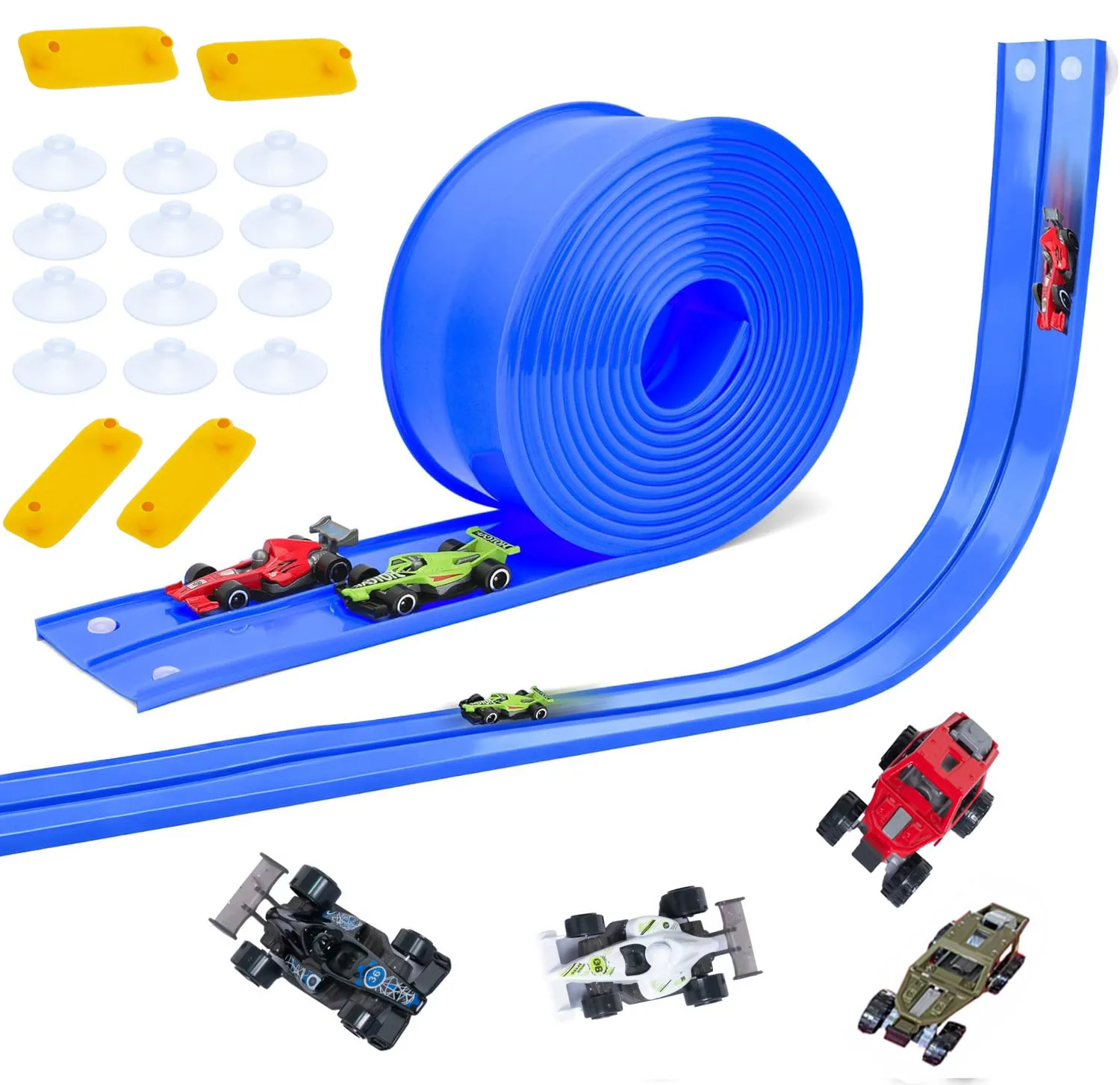 Pista de carreras Flexible para niños, juguetes DIY, rampa de coche de carreras de doble vía, Compatible con coches 1/64, portátil, enrollable, regalo de Navidad para niño