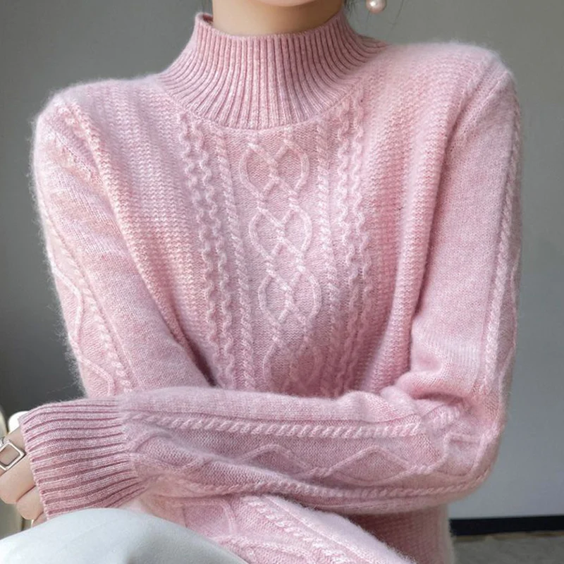 Pull en cachemire pour femme, col mi-haut, fil mince, pull élégant pour femme, mode décontractée, automne, hiver, nouveau, 2023