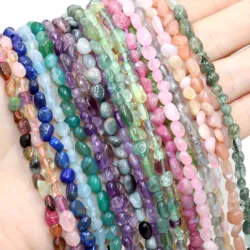 3-5MM Irregular Natural Stone Morganite Jades Agates Amazonite Quartz Loose Spacer Beads For Jewelry Making DIY Bracelet