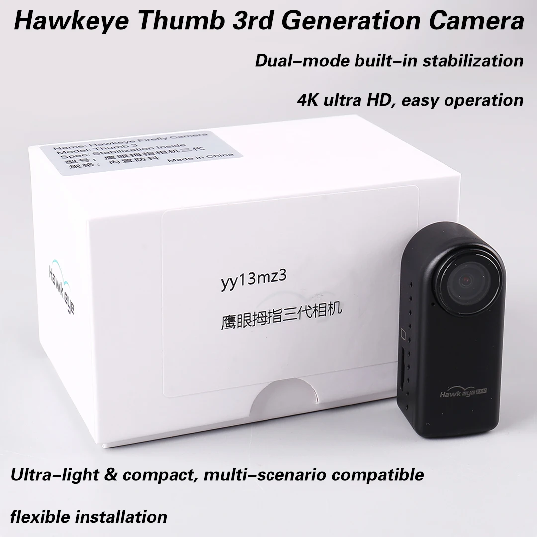 Hawkeye 4K Thumb 3 Magnetic FPV Camera, 4K HD Video, Built-in Battery for Drone Aerial Shooting & Cycling