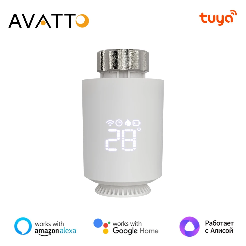 AVATTO Tuya ZigBee3.0 Thermostat Radiator Actuator Smart TRV Thermostatic Valve Controller Works With Alexa Google Home Alice