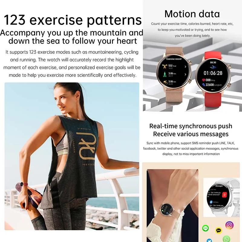 New Women's Smartwatch 2025 18MM 1.1inch AMOLED HD Screen NFC Bluetooth Call Waterproof Women Smartwatch For Android IOS Xiaomi