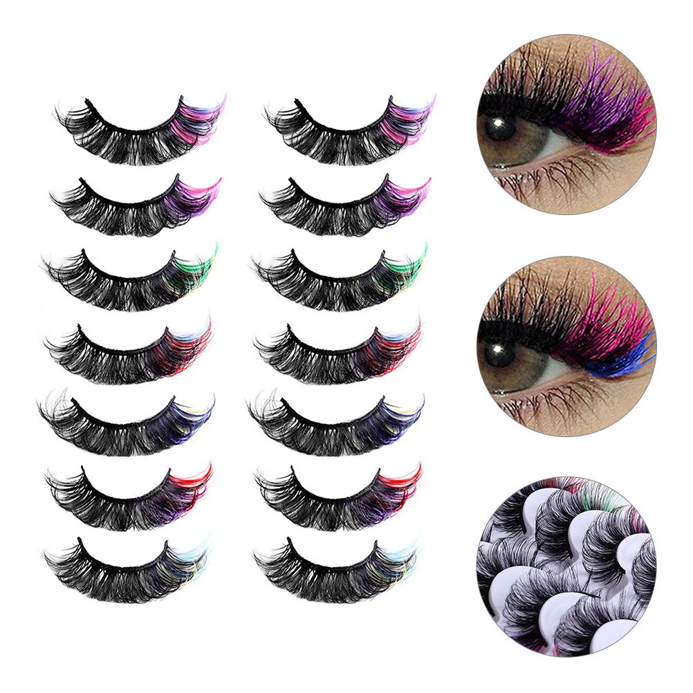 LALAFINA 7 ペアカラーつけまつげグリッターグリーンフェイクまつげハロウィン装飾模造まつげエクステンション