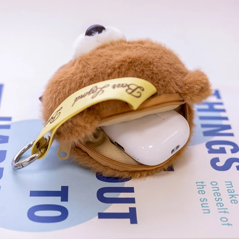 10cm Lovely Raccoon Bear Fox Penguin Dachshund Coin Purse Plush Toys Soft Stuffed Cartoon Animal Plushie Pendant Bag Decoration