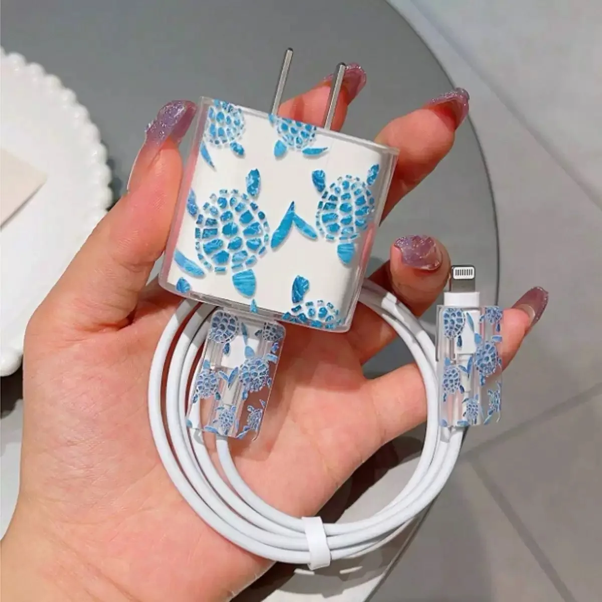 Transparentes Tier für iPhone iPad 18/20 W Ladegerät Hülle Cartoon USB Datenschutz Hülle Abdeckung TPU Kabelwickler für iPhone 16 15 PRO – Detail 4