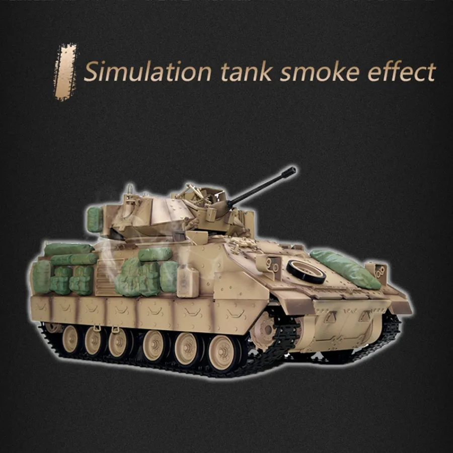 COOLBANK Model Bladeli M2A2 1/16 2.4G RC Main Battle Tank Smoke Sound Recoil Shooting LED Light Vehicles Models RTR Toys