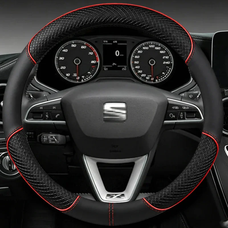 Microfiber Leather For Seat Tarraco Arona Ateca Ibiza Toledo  Car Steering Wheel Cover Non-Slip 38cm  Mii Leon Arosa Exeo ST FR