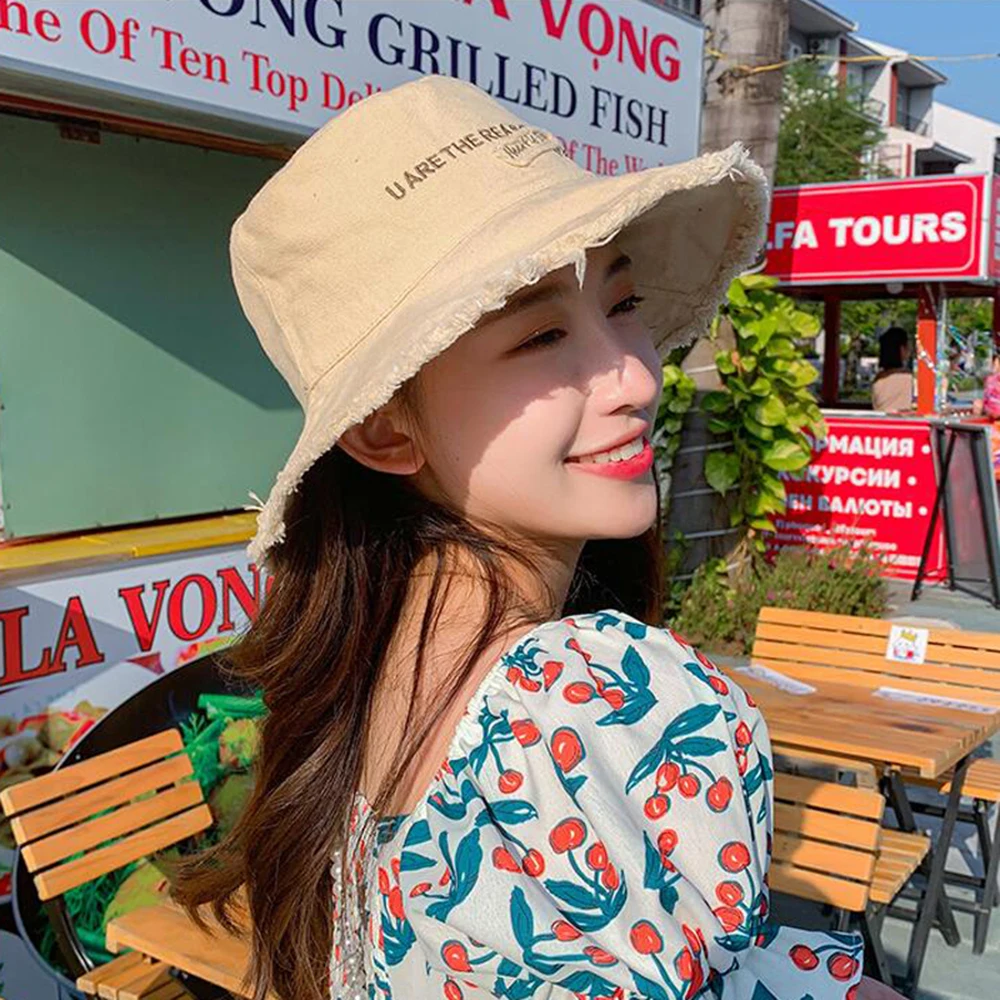 Ladies Sun Hat Canvas Bucket Cap 2023 New Summer Sunscreen Panama Hats Soft Foldable Sunbonnet Outdoor Beach Cap Fisherman Caps