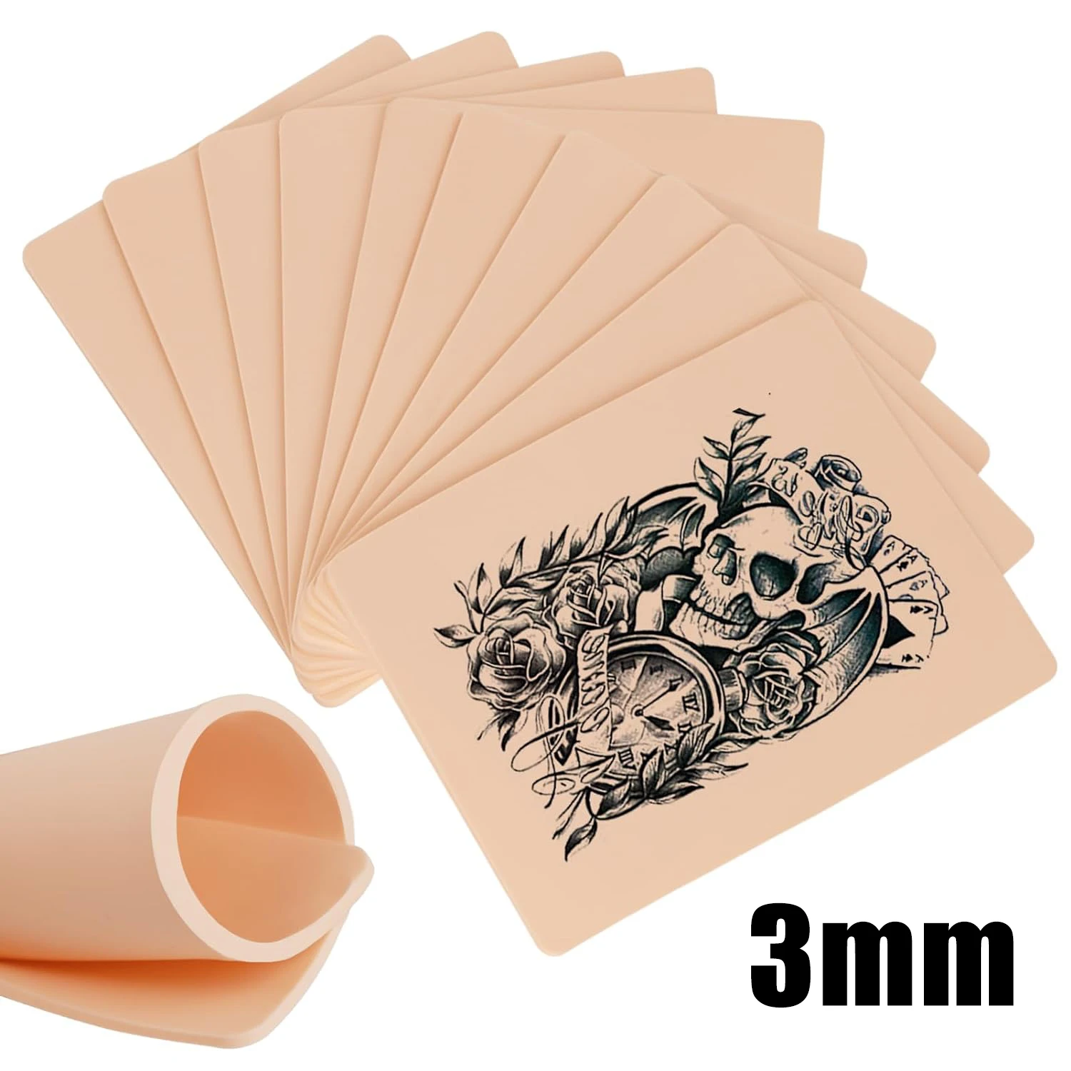 

3MM Tattoo Practice Skin Double Sides Thick Fake Skin Tattoo Fake Skin for Practicing Soft Practice Skin for Beginners