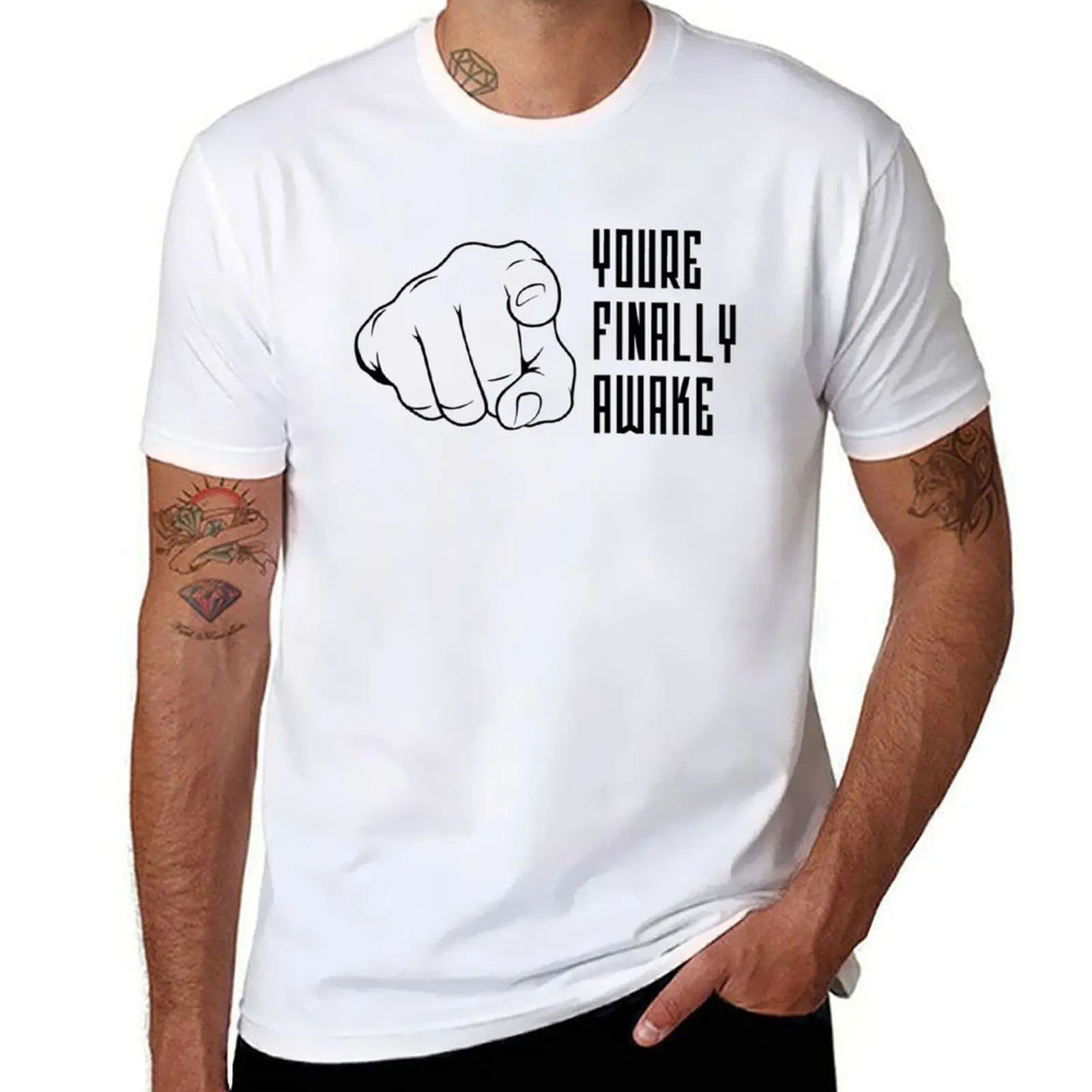 

hey you, you_re finally awake skyrim meme designs T-Shirt Aesthetic clothing graphic tee shirt mens clothes