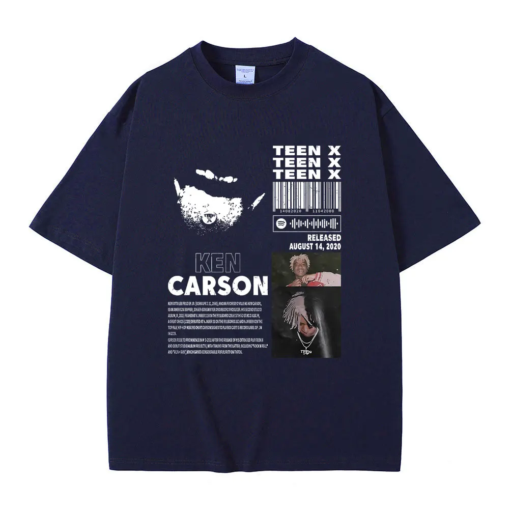 Rapper Ken Carson Teen X Music Album Graphic T-shirt Playboi Carti Opium Print T Shirts Men Women Hip Hop Oversized Streetwear