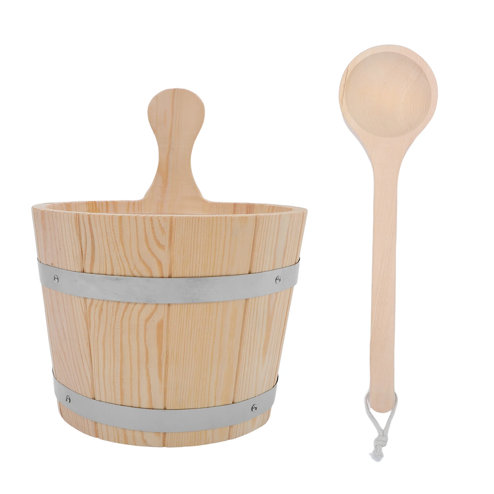 

1Set Sauna Wood Bucket Large Capacity 5L Wooden Scoop Ladle Set Ergonomic Handle Steam Room Spa Bath Scoop Sauna Accessories