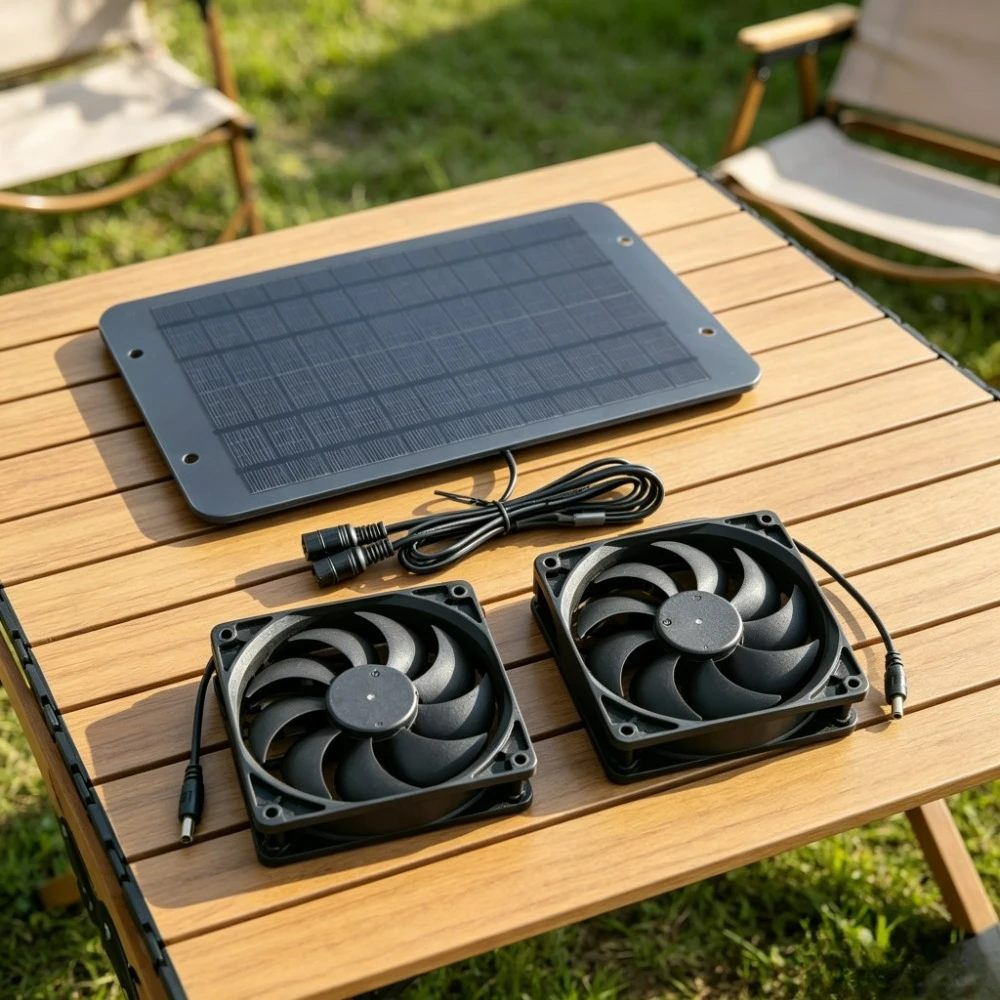 Energy Saving Solar Drive Double Fan Ventilation Equipment Waterproof Dustproof Exhaust Cooling Tool Fit For Backyard Breeding