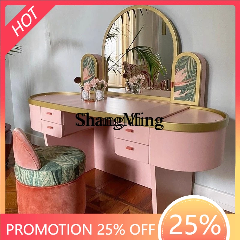 

FG solid wood large flat bedroom dressing table light luxury dresser villa mansion modern new mirror