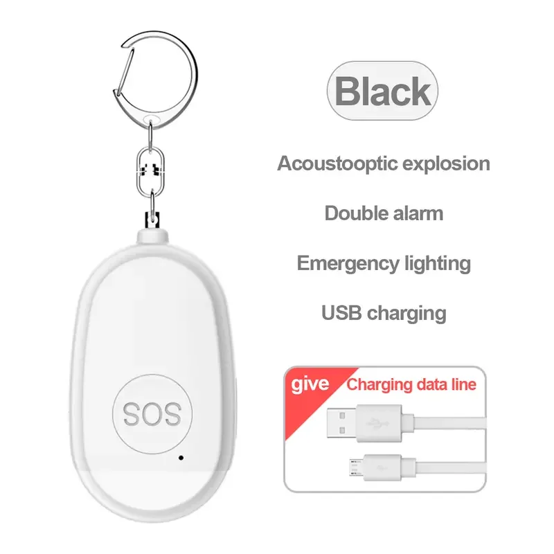 Intelligent Self Defense Alarm Safety Device Keychain With Emergency Flashlight USB Charging