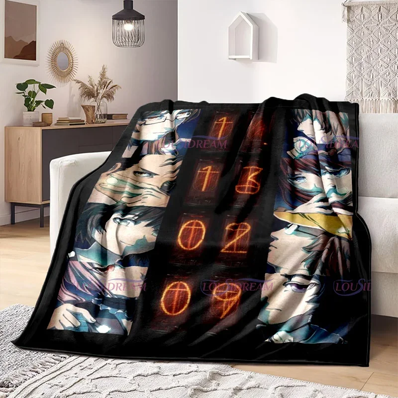 Fashion Anime Blanket Sofa Winter Steins;Gate Warm Bed Fleece Custom Nap Home Fluffy Soft Blankets King Size Microfiber Bedding