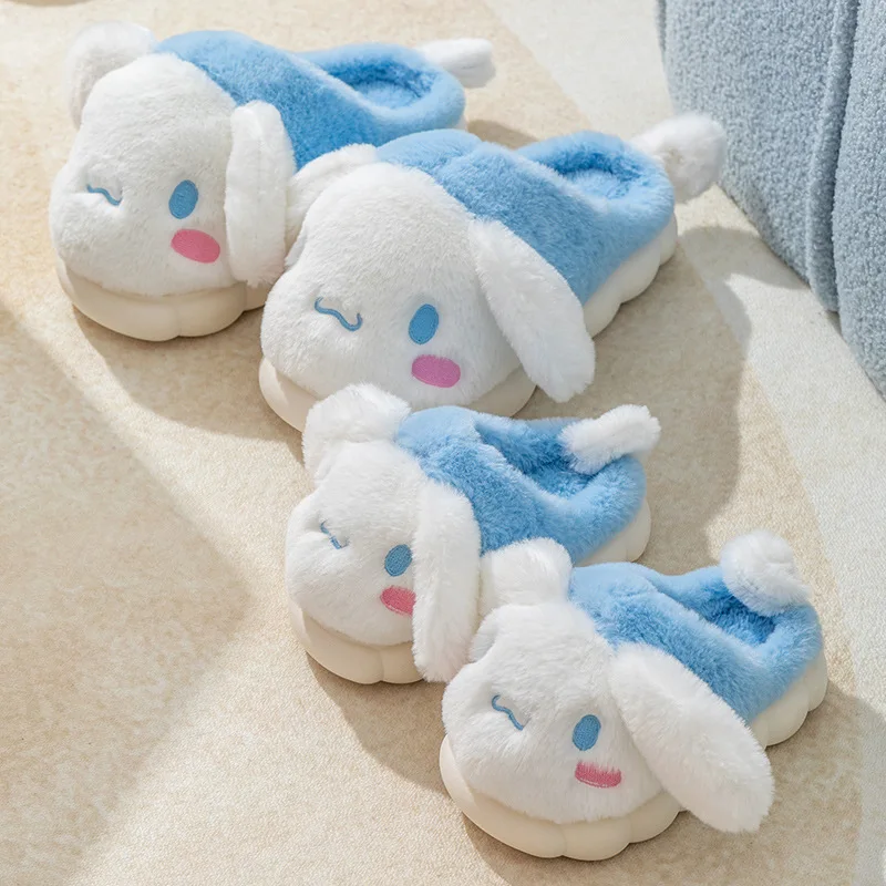 In Stock Sanrio Children Cotton Slippers My Melody Cinnamoroll Anime Winter Cartoon Cute Non-Slip Home Warm Shoes Gift For Kids