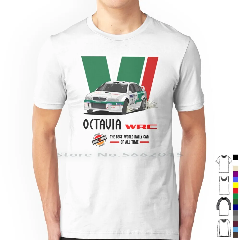 Octavia Wrc White Version T Shirt 100% Cotton Skoda Octavia Wrc Rallycar Racing The Gravel Crew Tgc World R5 Dirt Armin Schwarz