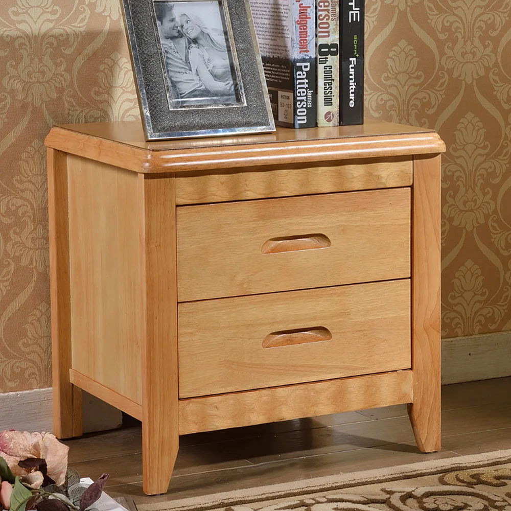 New model Solid wood bedside table, oak fully equipped with locked bedside table, simple walnut locker, log storage cabinet