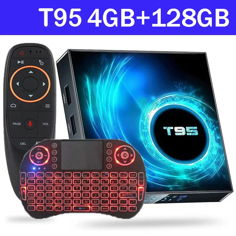 Original T95 TV Box Android tv box BT 5.0 4G & 5G Wifi 128GB 3D Voice remote HD 4K H616 Quad Core Set-Top Box Media Player IPTV