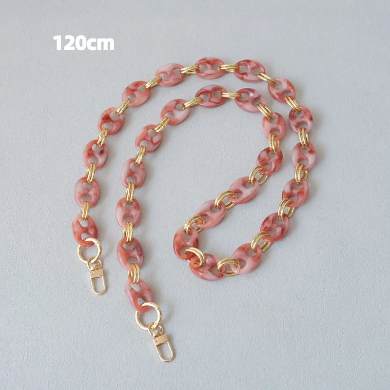 Neue Modische Damen-Taschenaccessoires: Leoparden-Muster, Bonbon-Rot, Blau, Acrylharz, Metallkette, Schulterriemen, Lange Kette für Umhängetaschen – Detail 22