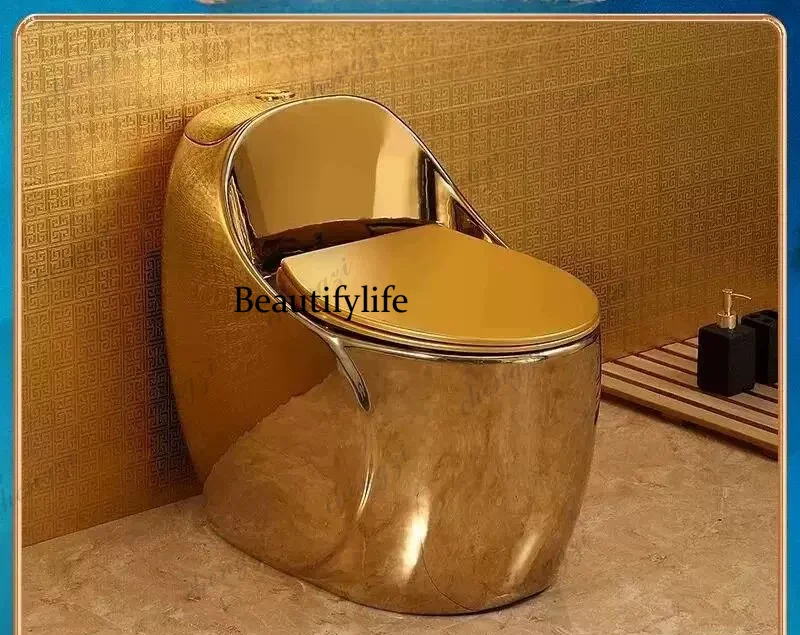 Gold-plated creative personality toilet seat, large pipe toilet, round type