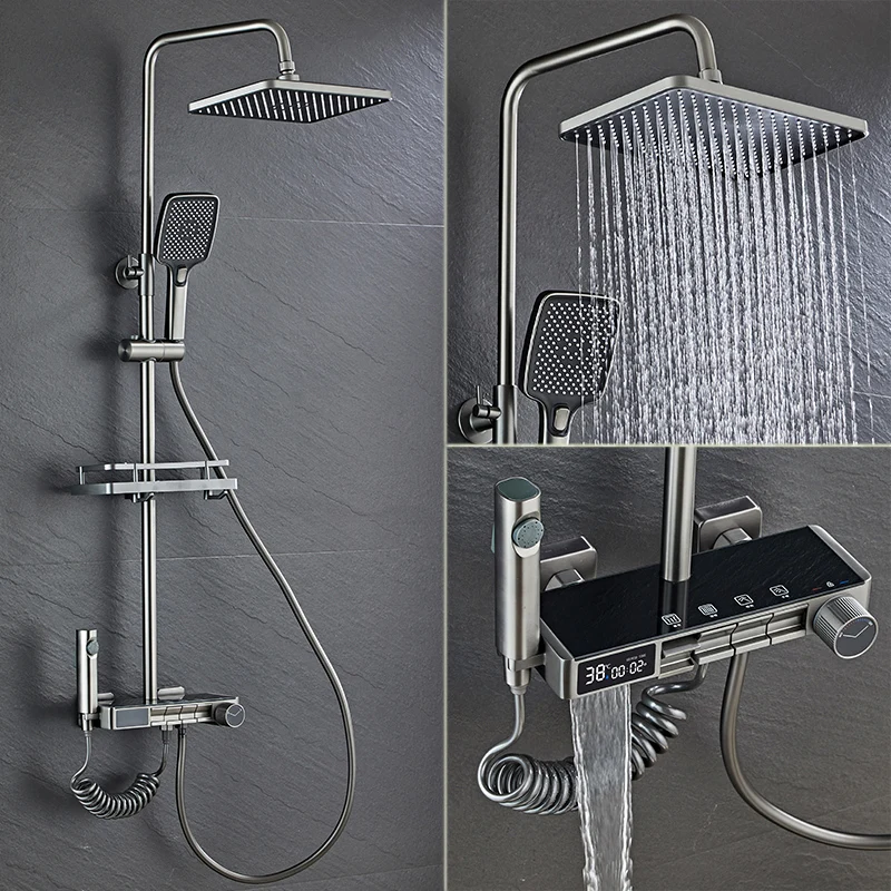 Bathroom, Bathroom, Shower, Creative Art, Piano Keys, Digital Display, Gun Grey