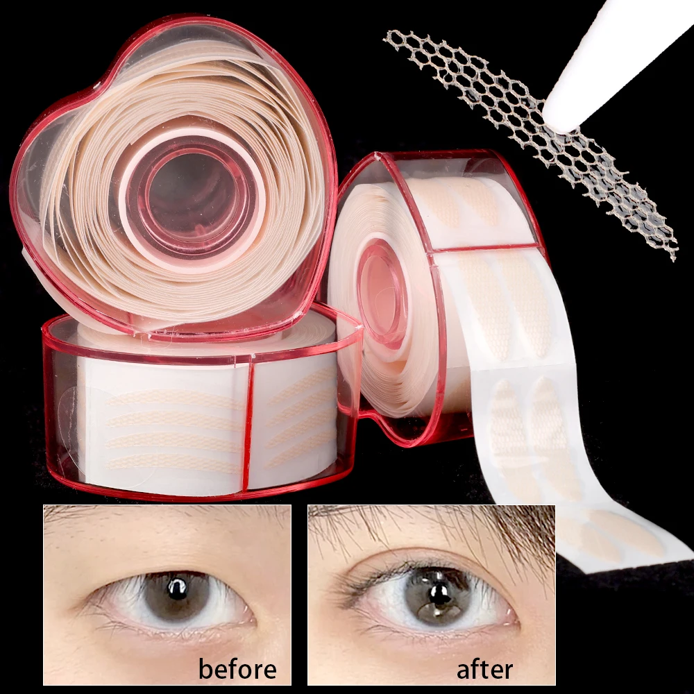600/360pcs Beige Big Eyes ลูกไม้ที่มองไม่เห็นตาข่ายเส้นใย Beauty EYE PATCH ตา Double Eyelid สติกเกอร์เทปแต่งหน้าเครื่องมือ