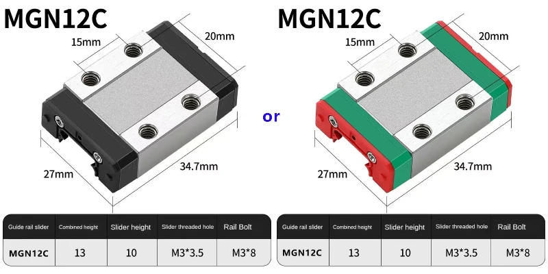 2pcs MGN12C MGN12H MGN15H Carriage Block For MGN12 MGN15 Miniature Linear Rail Guide Slider 3D Printer CNC Equipment